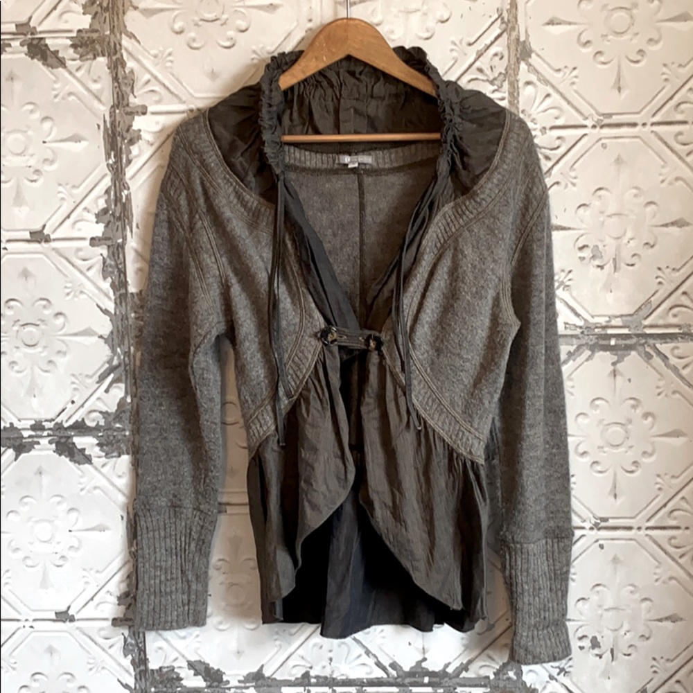 Boho eclectic sweater ruffle jacket